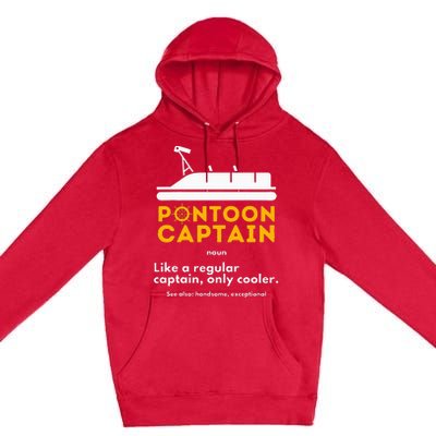 Pontoon Captain Definition Funny Boat Pontooning Boating Premium Pullover Hoodie