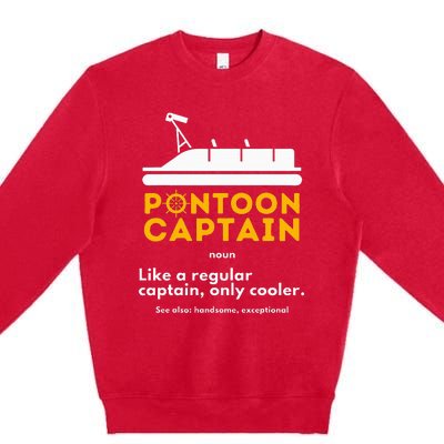 Pontoon Captain Definition Funny Boat Pontooning Boating Premium Crewneck Sweatshirt