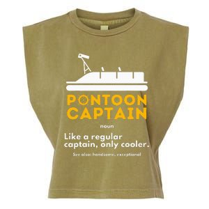 Pontoon Captain Definition Funny Boat Pontooning Boating Garment-Dyed Women's Muscle Tee