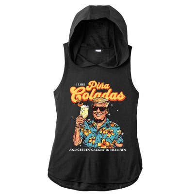 Pina Coladas Donald Trump Summer Vacation Hawaii Beach Ladies PosiCharge Tri-Blend Wicking Draft Hoodie Tank