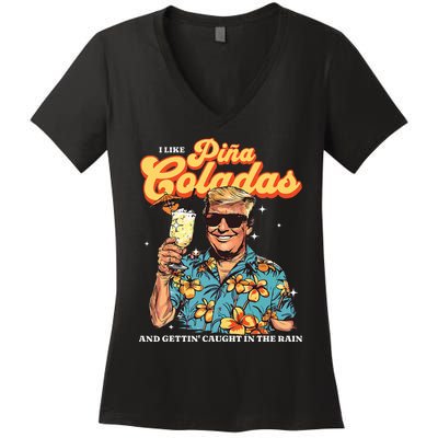 Pina Coladas Donald Trump Summer Vacation Hawaii Beach Women's V-Neck T-Shirt