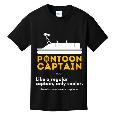 Pontoon Captain Definition Funny Boat Pontooning Boating Kids T-Shirt