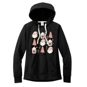 Pink Christmas Doodles Santa Claus Hot Cocoa Family Xmas Pjs Gift Women's Fleece Hoodie