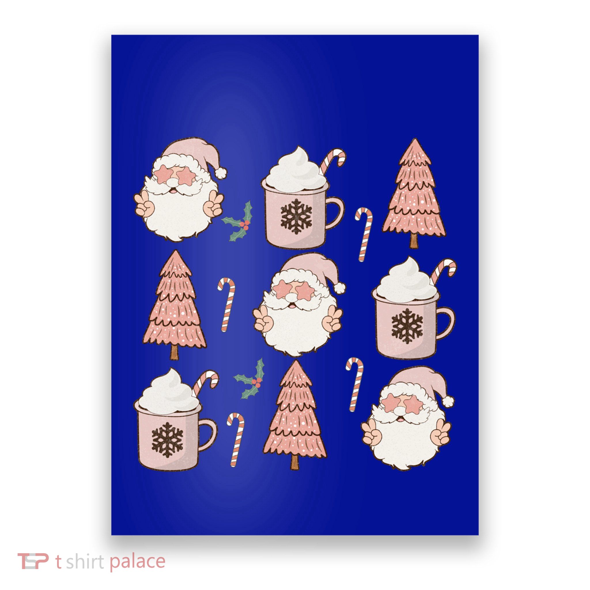 Pink Christmas Doodles Santa Claus Hot Cocoa Family Xmas Pjs Gift Poster