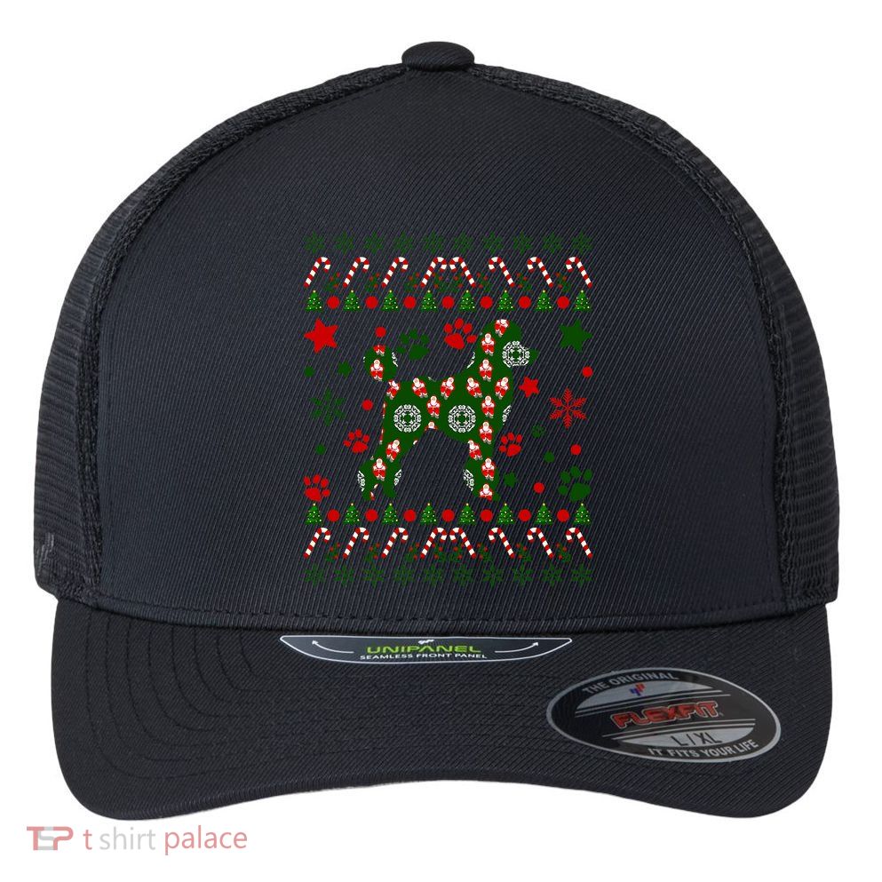 Poodle Christmas Dog Pattern Poodle Owner Flexfit Unipanel Trucker Cap
