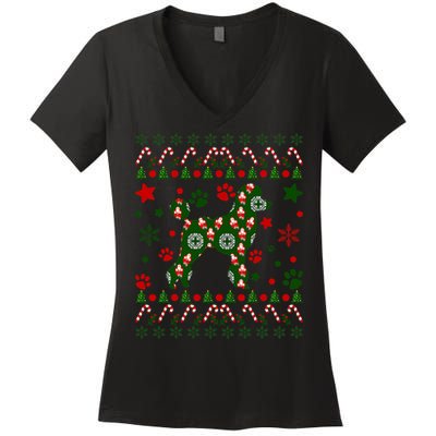 Poodle Christmas Dog Pattern Poodle Owner Women's V-Neck T-Shirt