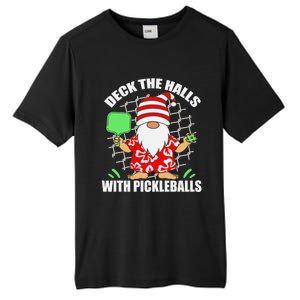 Pickleball Christmas Deck The Halls With Pickleballs Santa Gift Tall Fusion ChromaSoft Performance T-Shirt