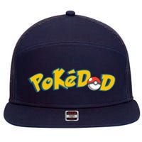 Pokedad Cute Dad Gift 7 Panel Mesh Trucker Snapback Hat