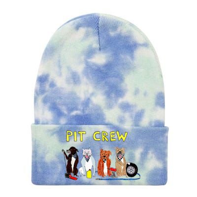 Pit Crew Dogs Funny For Women Tie Dye 12in Knit Beanie