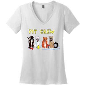 Pit Crew Dogs Funny For Women Women's V-Neck T-Shirt