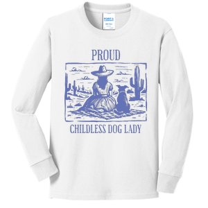 Proud Childless Dog Lady Kids Long Sleeve Shirt