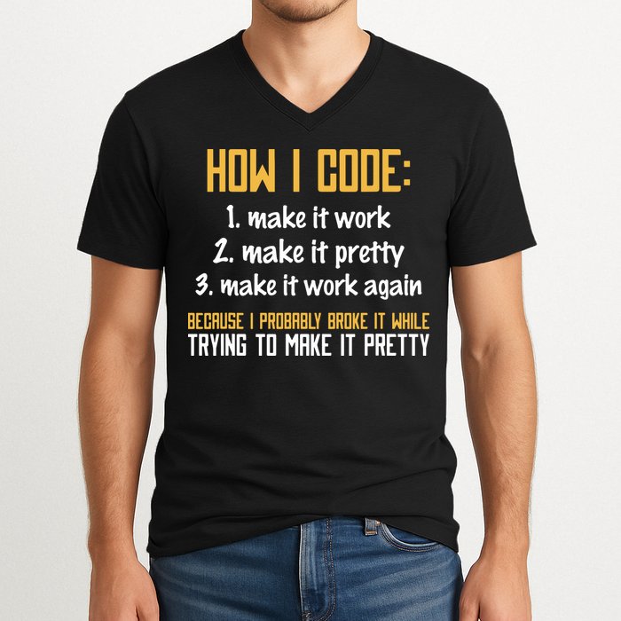 Programmer Coder Developer Programming Coding V-Neck T-Shirt
