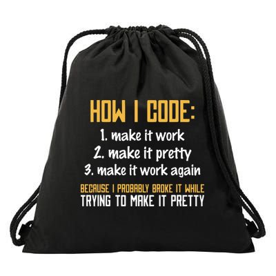 Programmer Coder Developer Programming Coding Drawstring Bag