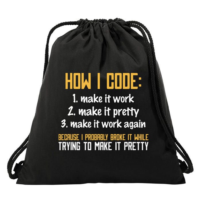 Programmer Coder Developer Programming Coding Drawstring Bag