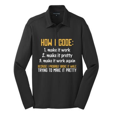 Programmer Coder Developer Programming Coding Silk Touch Performance Long Sleeve Polo