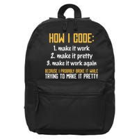 Programmer Coder Developer Programming Coding 16 in Basic Backpack