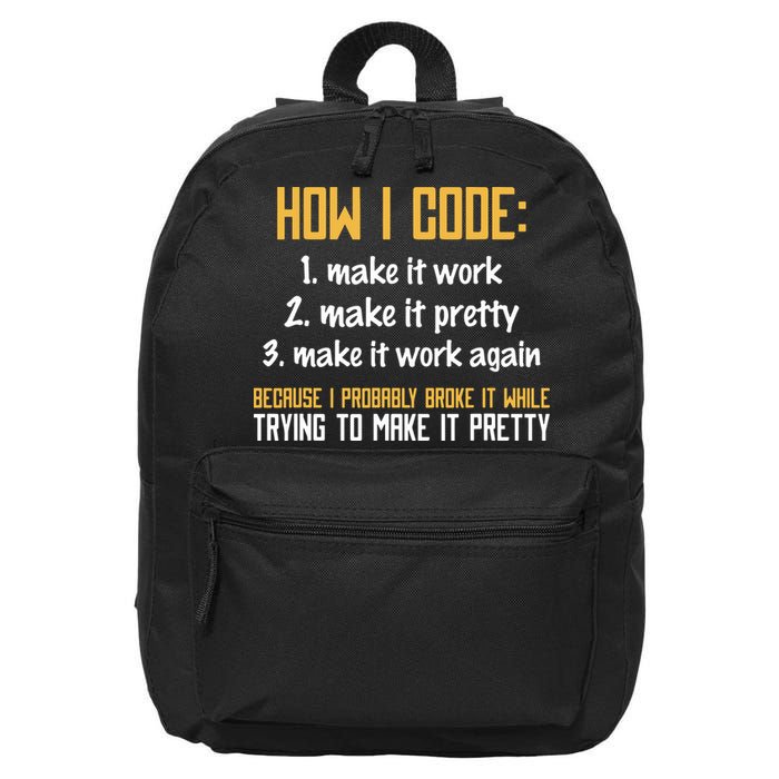 Programmer Coder Developer Programming Coding 16 in Basic Backpack