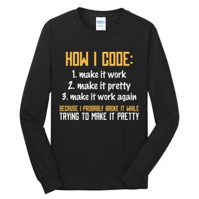 Programmer Coder Developer Programming Coding Tall Long Sleeve T-Shirt