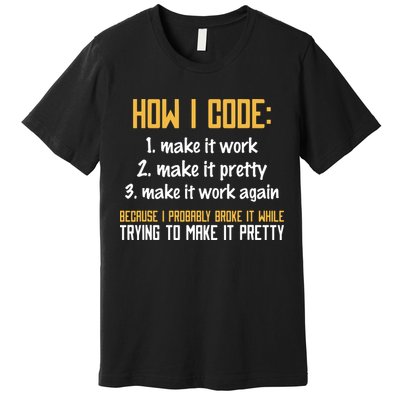Programmer Coder Developer Programming Coding Premium T-Shirt