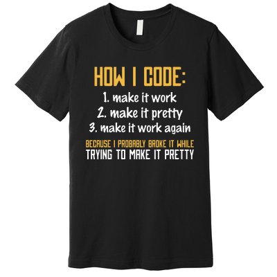 Programmer Coder Developer Programming Coding Premium T-Shirt