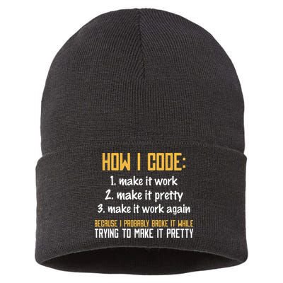 Programmer Coder Developer Programming Coding Sustainable Knit Beanie