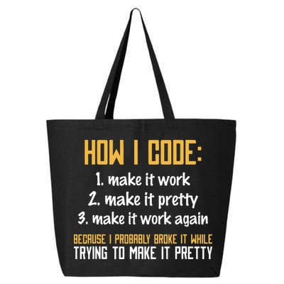 Programmer Coder Developer Programming Coding 25L Jumbo Tote