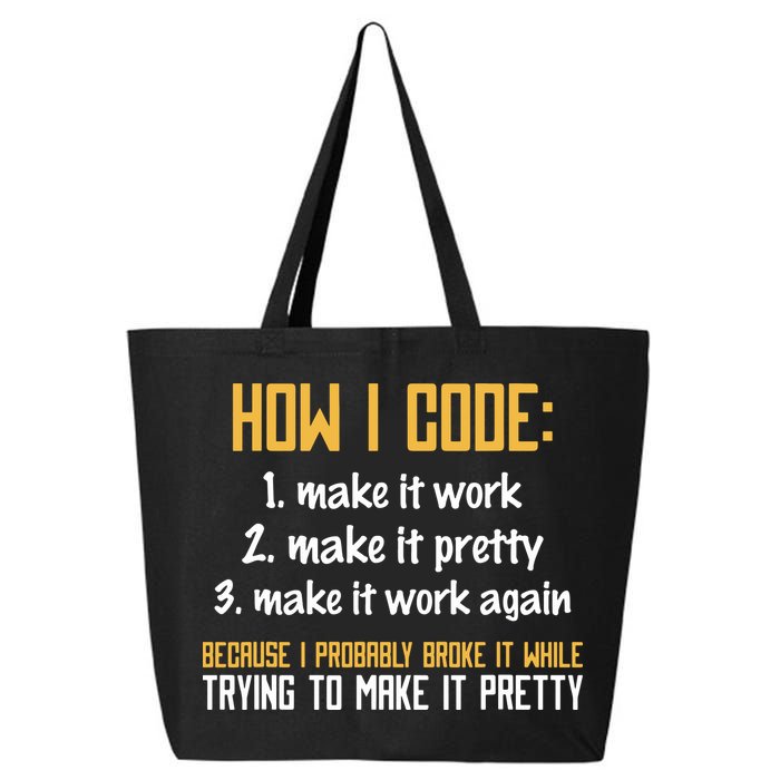 Programmer Coder Developer Programming Coding 25L Jumbo Tote