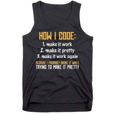 Programmer Coder Developer Programming Coding Tank Top