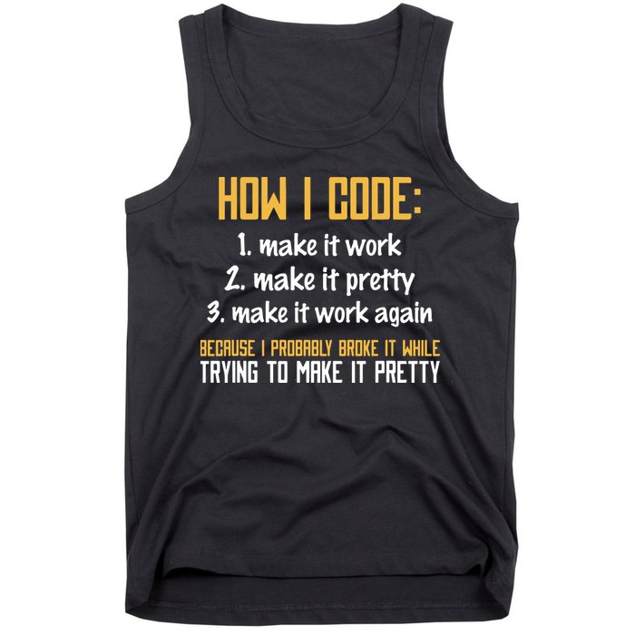Programmer Coder Developer Programming Coding Tank Top