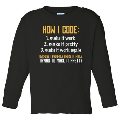 Programmer Coder Developer Programming Coding Toddler Long Sleeve Shirt