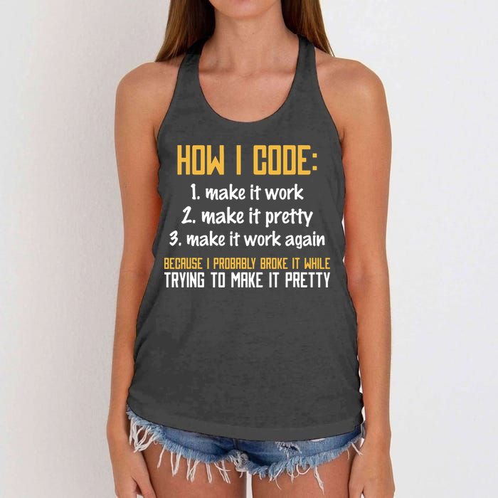 Programmer Coder Developer Programming Coding Women's Knotted Racerback Tank