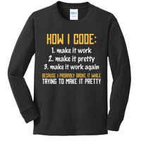 Programmer Coder Developer Programming Coding Kids Long Sleeve Shirt