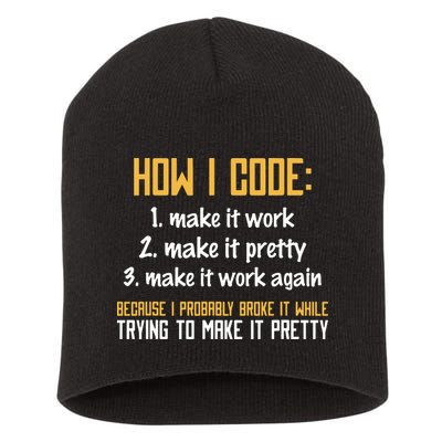 Programmer Coder Developer Programming Coding Short Acrylic Beanie
