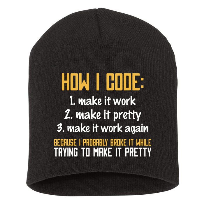 Programmer Coder Developer Programming Coding Short Acrylic Beanie