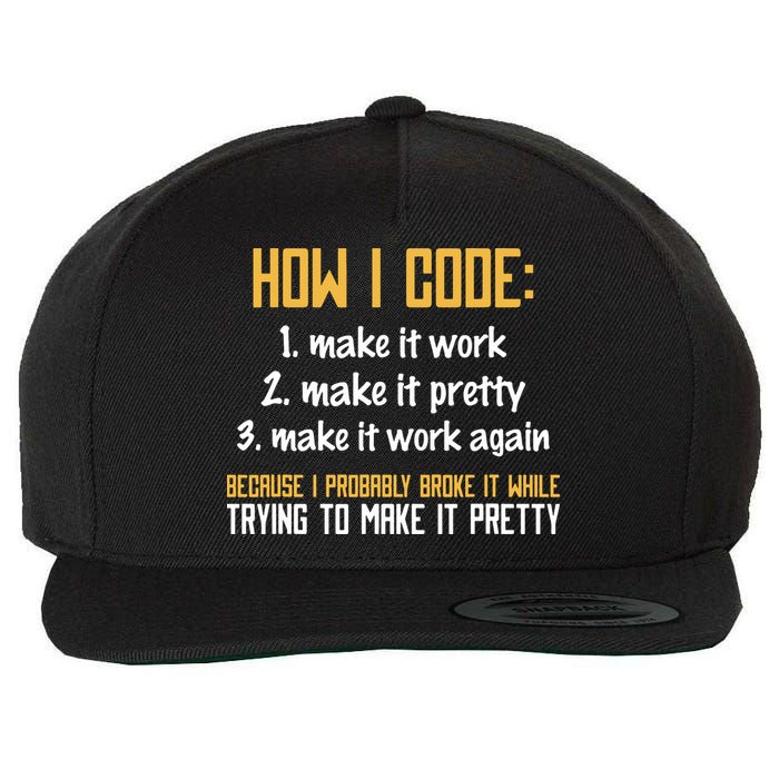 Programmer Coder Developer Programming Coding Wool Snapback Cap