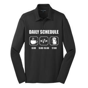 Programmer Coder Daily Schedule Programming Software Silk Touch Performance Long Sleeve Polo