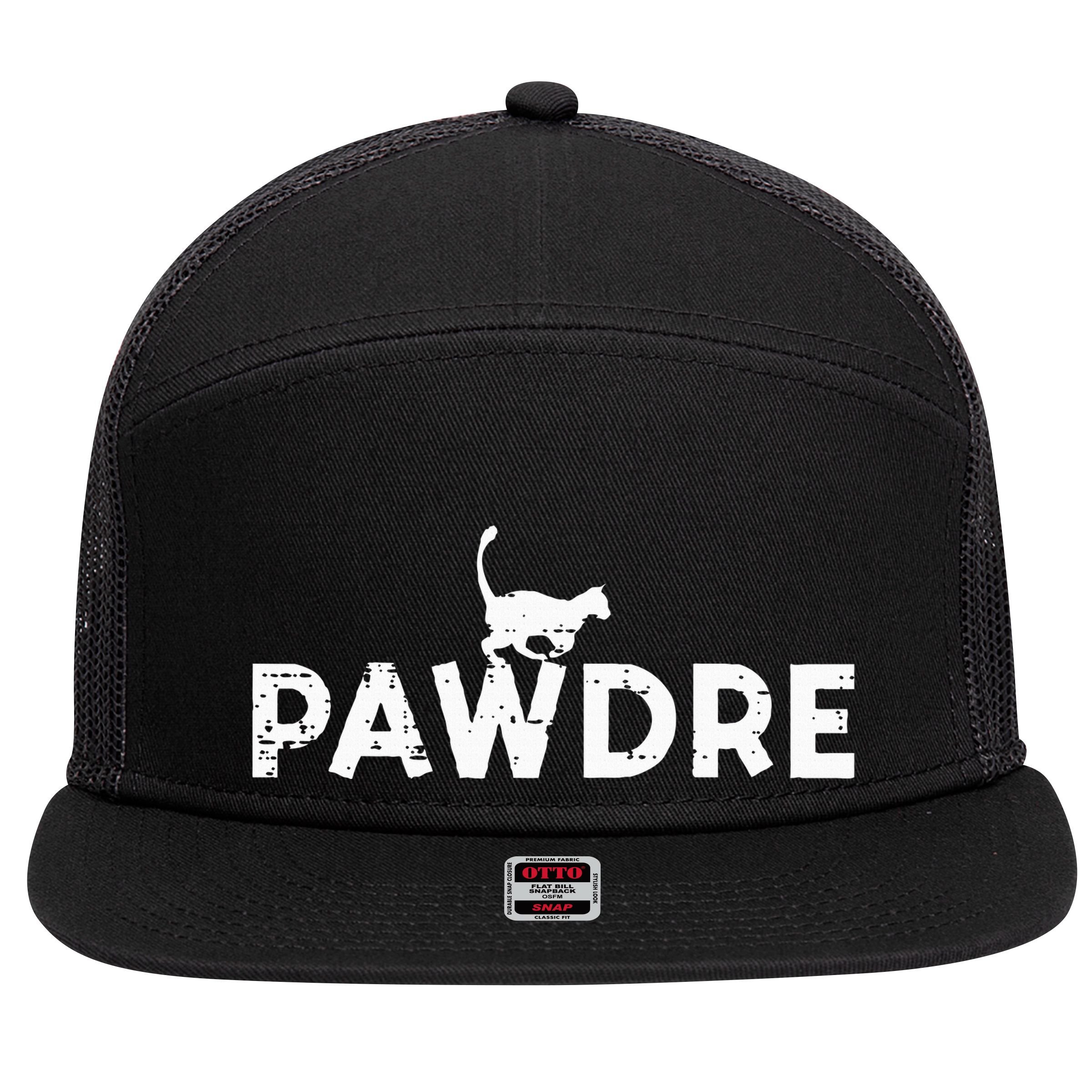 Pawdre Cat Dad Cute Fur Papa Fathers Day Pet Paw Daddy 7 Panel Mesh Trucker Snapback Hat