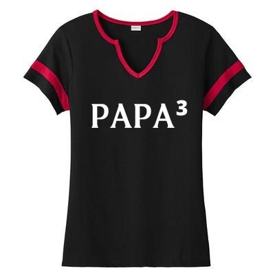 Papa Cubed Dad Of Three Father Of Triplets FatherS Day Gift Ladies Halftime Notch Neck Tee