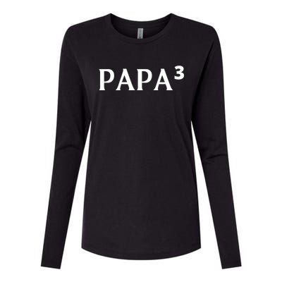 Papa Cubed Dad Of Three Father Of Triplets FatherS Day Gift Womens Cotton Relaxed Long Sleeve T-Shirt