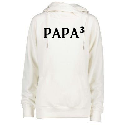 Papa Cubed Dad Of Three Father Of Triplets FatherS Day Gift Womens Funnel Neck Pullover Hood