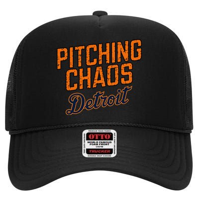 Pitching Chaos Detroit High Crown Mesh Back Trucker Hat