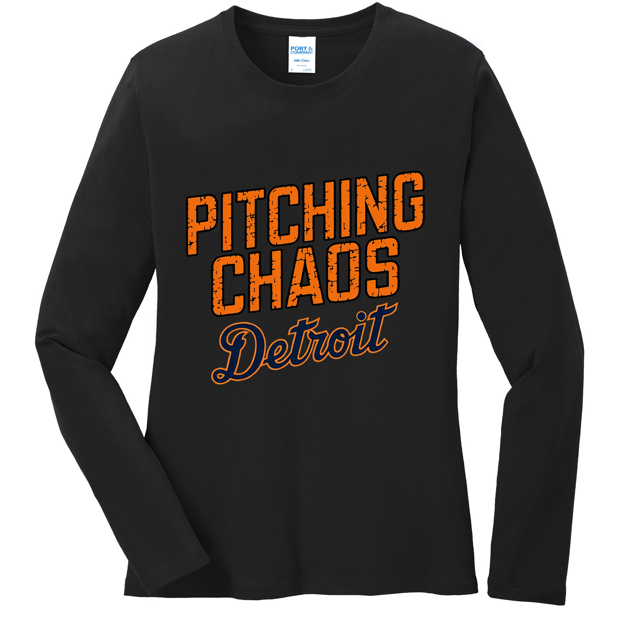 Pitching Chaos Detroit Ladies Long Sleeve Shirt