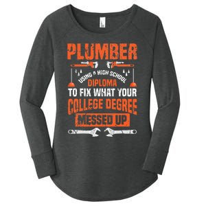 Plumber College Degree Funny Plumbing Women's Perfect Tri Tunic Long Sleeve Shirt