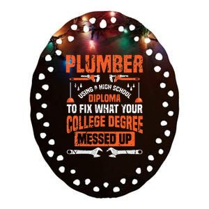 Plumber College Degree Funny Plumbing Ceramic Oval Ornament