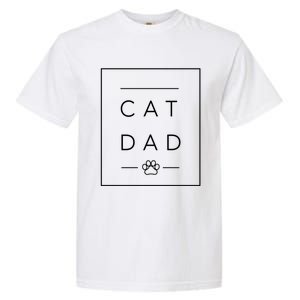 Proud Cat Dad Gift Cool Cat Dad Paw Print Funny Gift Garment-Dyed Heavyweight T-Shirt