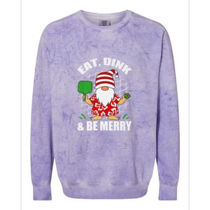 Pickleball Christmas Eat Dink And Be Merry Pickleball Santa Colorblast Crewneck Sweatshirt