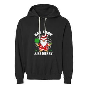 Pickleball Christmas Eat Dink And Be Merry Pickleball Santa Garment-Dyed Fleece Hoodie