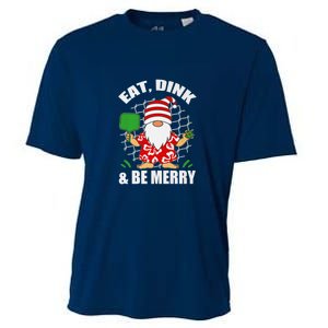 Pickleball Christmas Eat Dink And Be Merry Pickleball Santa Cooling Performance Crew T-Shirt