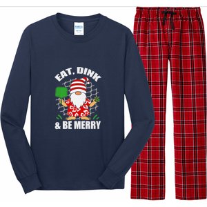 Pickleball Christmas Eat Dink And Be Merry Pickleball Santa Long Sleeve Pajama Set