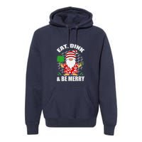 Pickleball Christmas Eat Dink And Be Merry Pickleball Santa Premium Hoodie